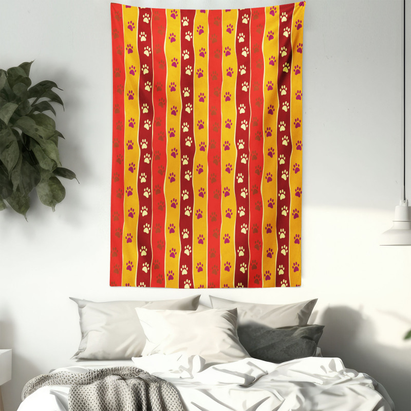 Cat Dog Paw Trace Pattern Tapestry