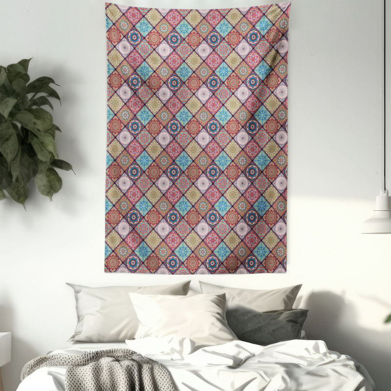 Colorful Mosaic Floral Tapestry