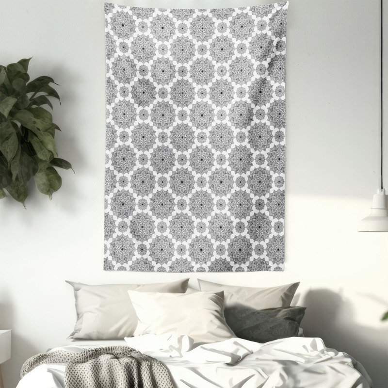 Monochrome Floral Ethnic Tapestry