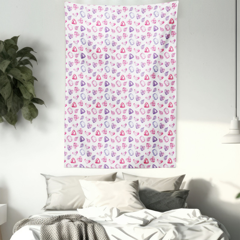 Watercolor Heart Rocks Tapestry