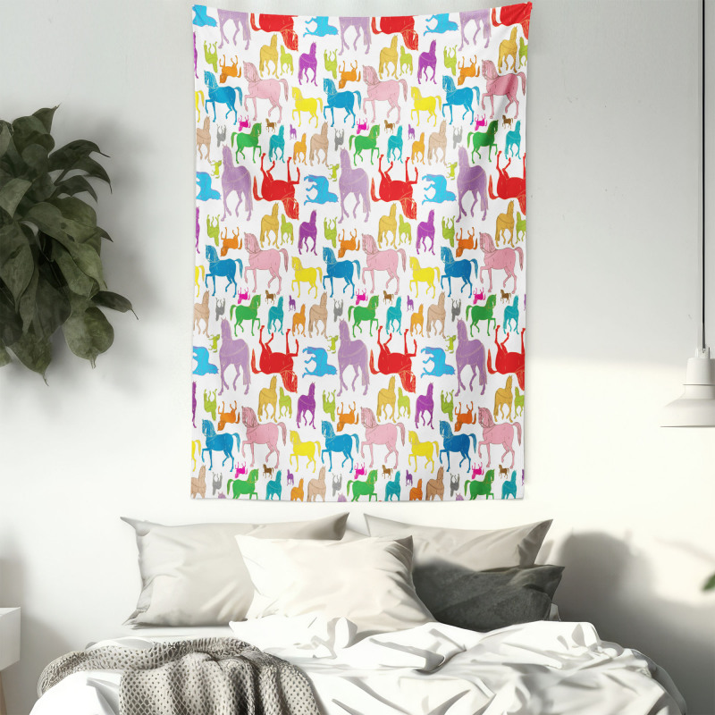 Abstract Stallions Wild Tapestry