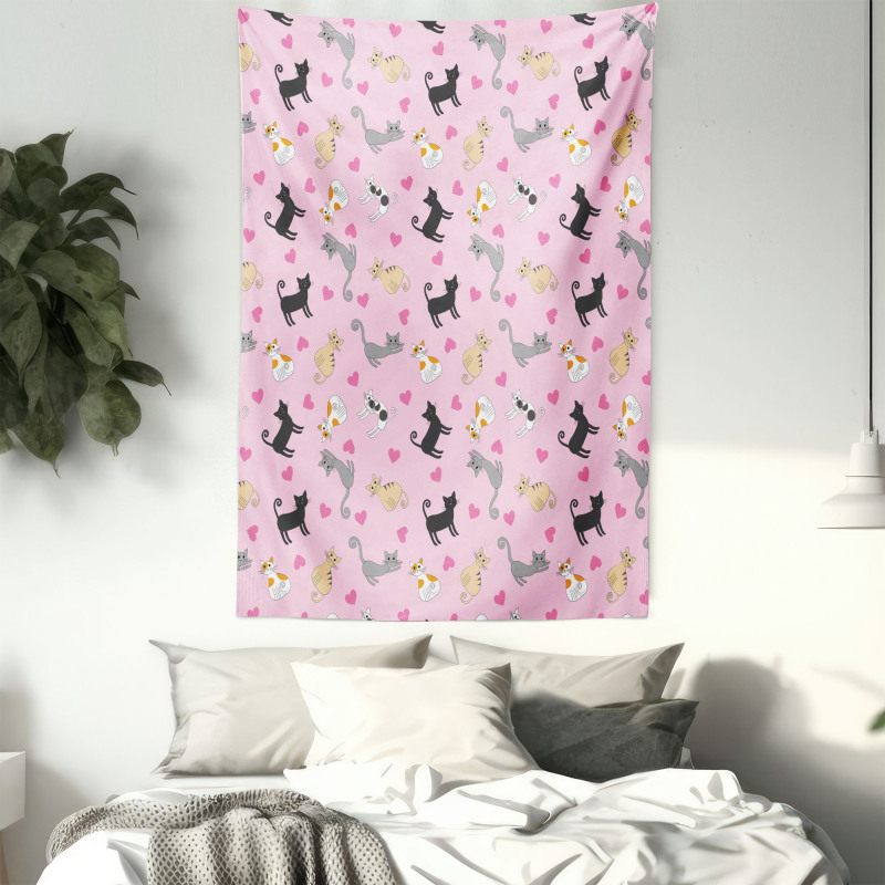 Colorful Different Cats Tapestry