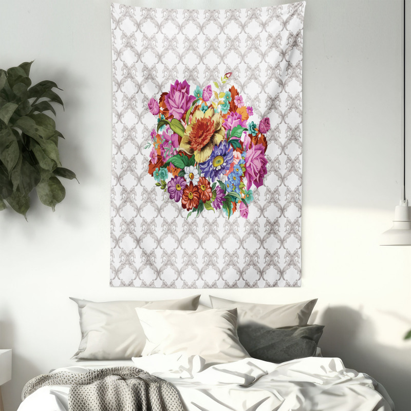 Damask Pattern Bouquet Tapestry