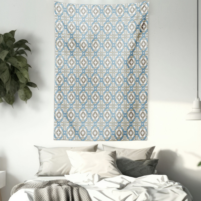 Circular Star Tile Motif Tapestry