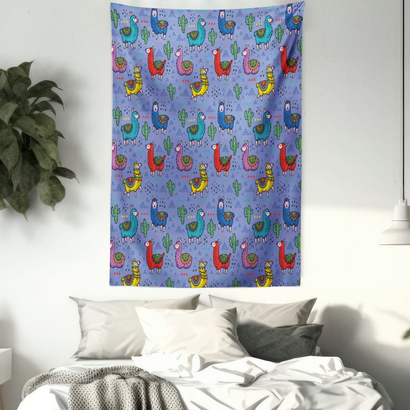 Cartoon Animal Triangles Tapestry