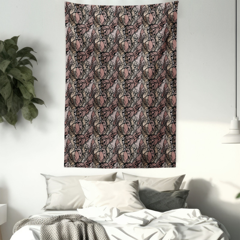 Black Lace Pattern Tapestry