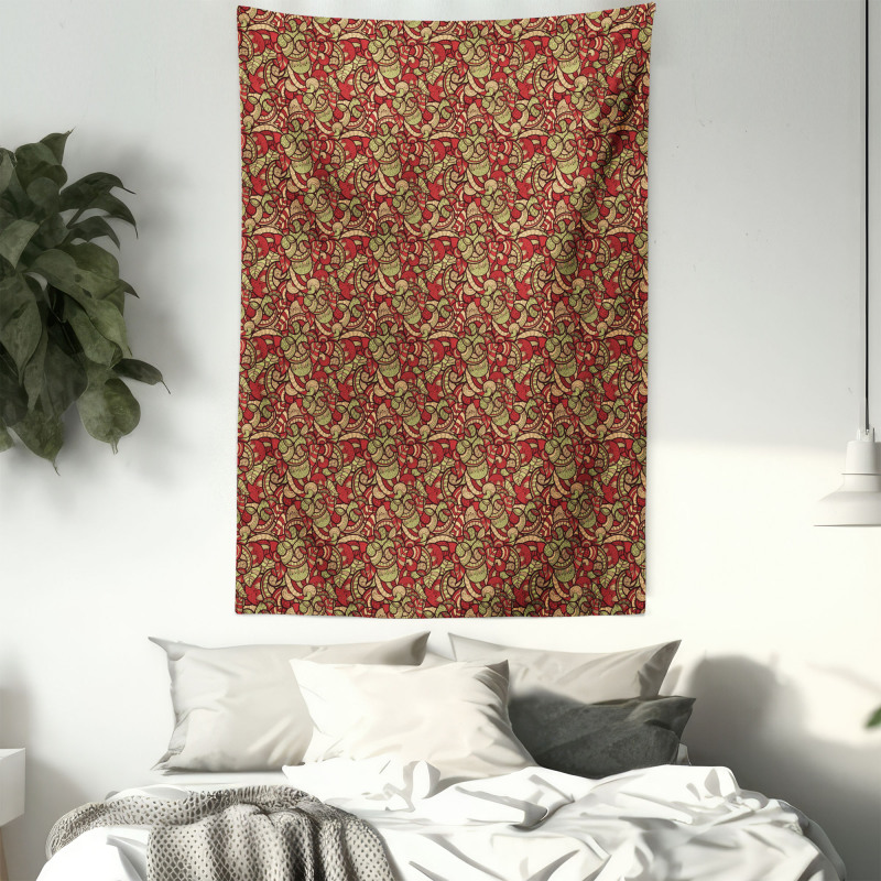Doodle Swirls Floral Tapestry