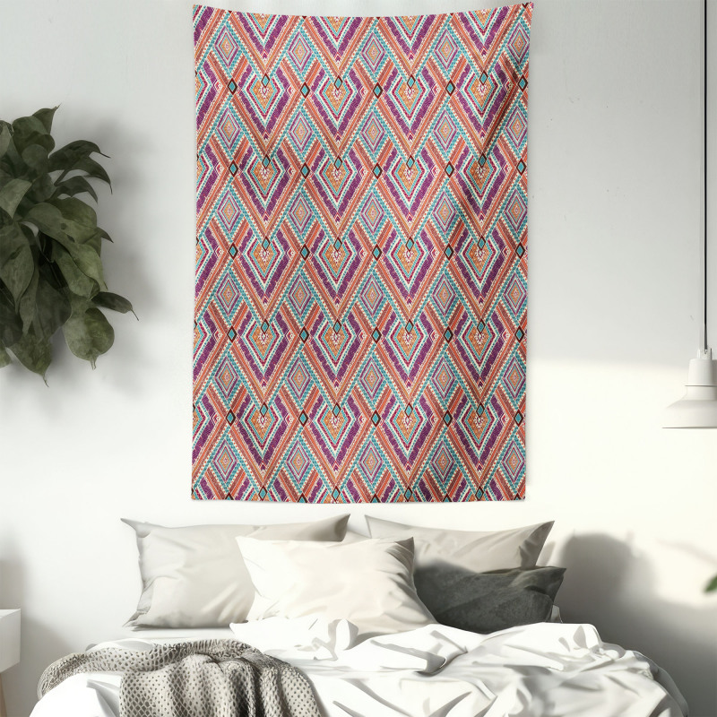 Colorful Rhombus Motif Tapestry