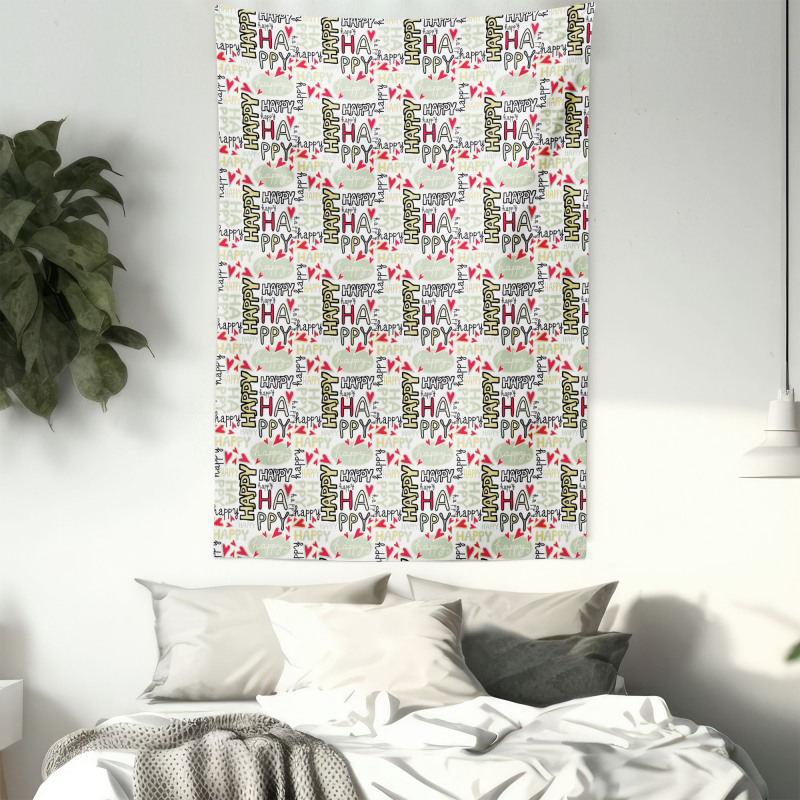 Happy Words with Hearts Tapestry