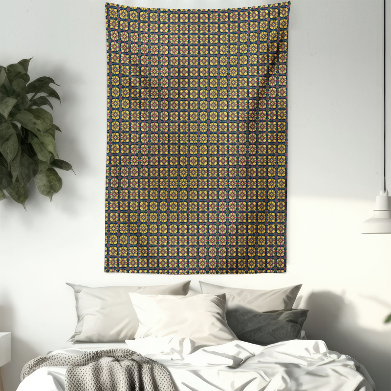 Checkered Floral Tapestry