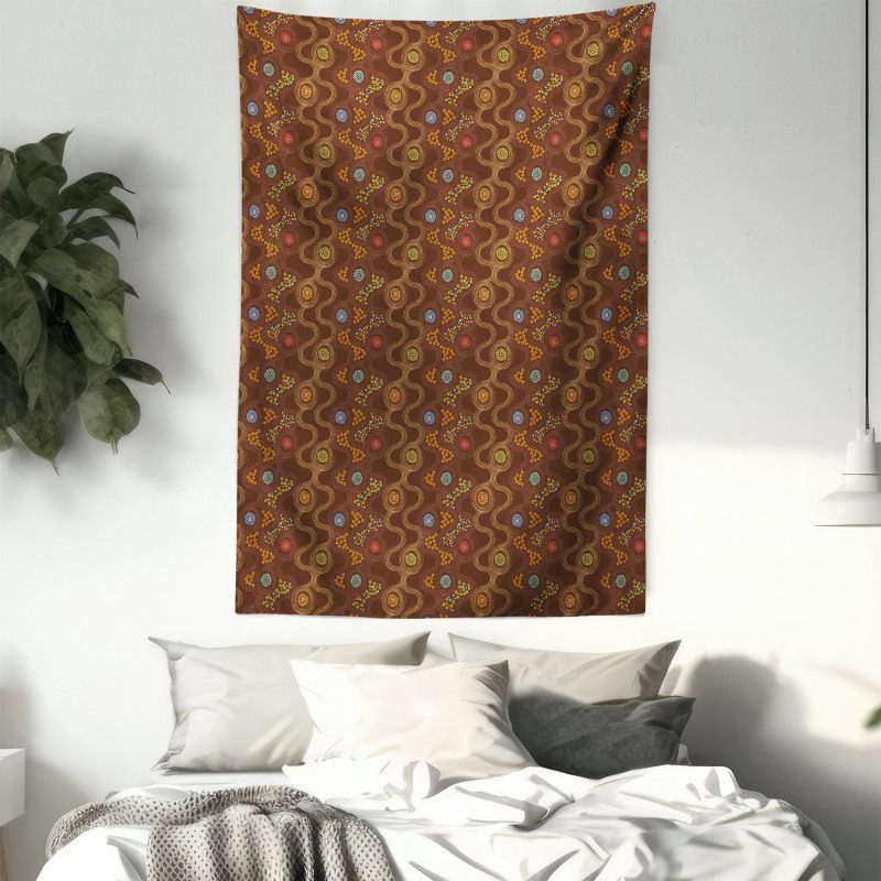 Curved Doodle Lines Tapestry