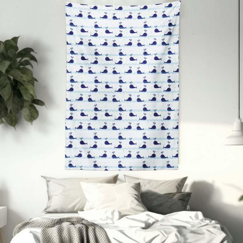 Blue Fish on Water Tapestry