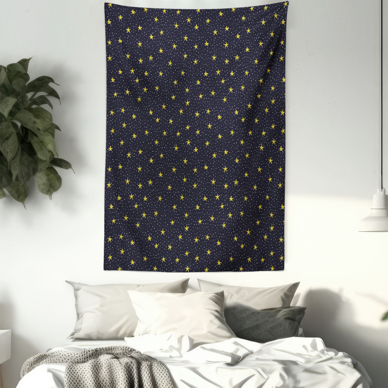 Yellow Stars and Dots Tapestry