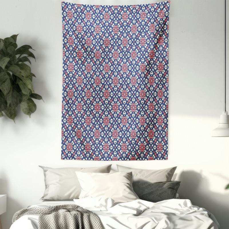 Floral Hearts Mosaic Tapestry