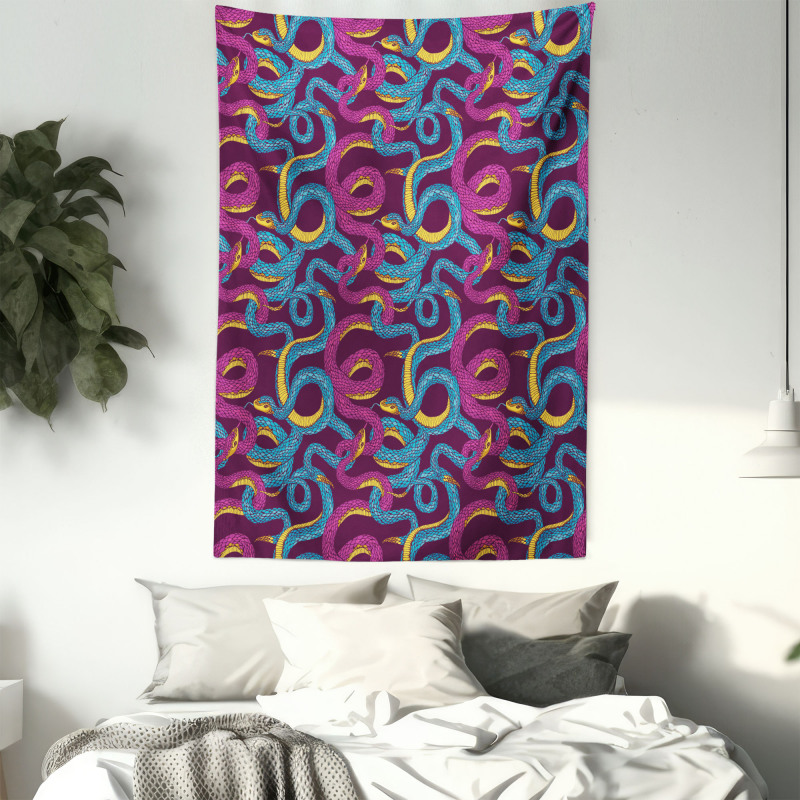 Hand Drawn Art Snakes Tapestry