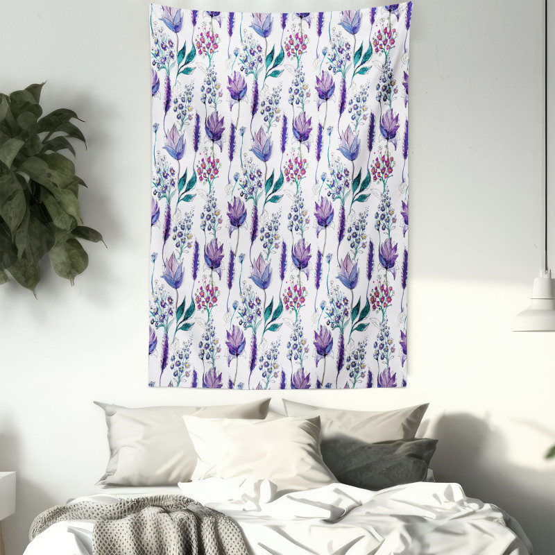 Botany Plants Watercolor Tapestry