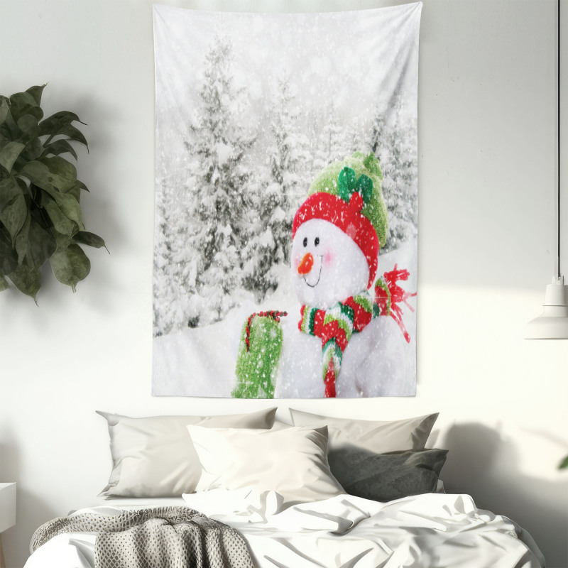 Snowy Woodland Holiday Tapestry