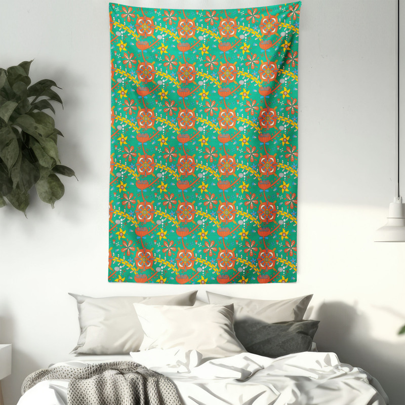 Dot Cartoony Nature Design Tapestry