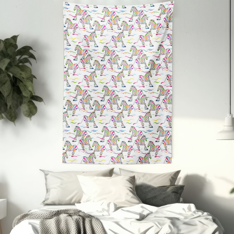 Running Colorful Animals Tapestry