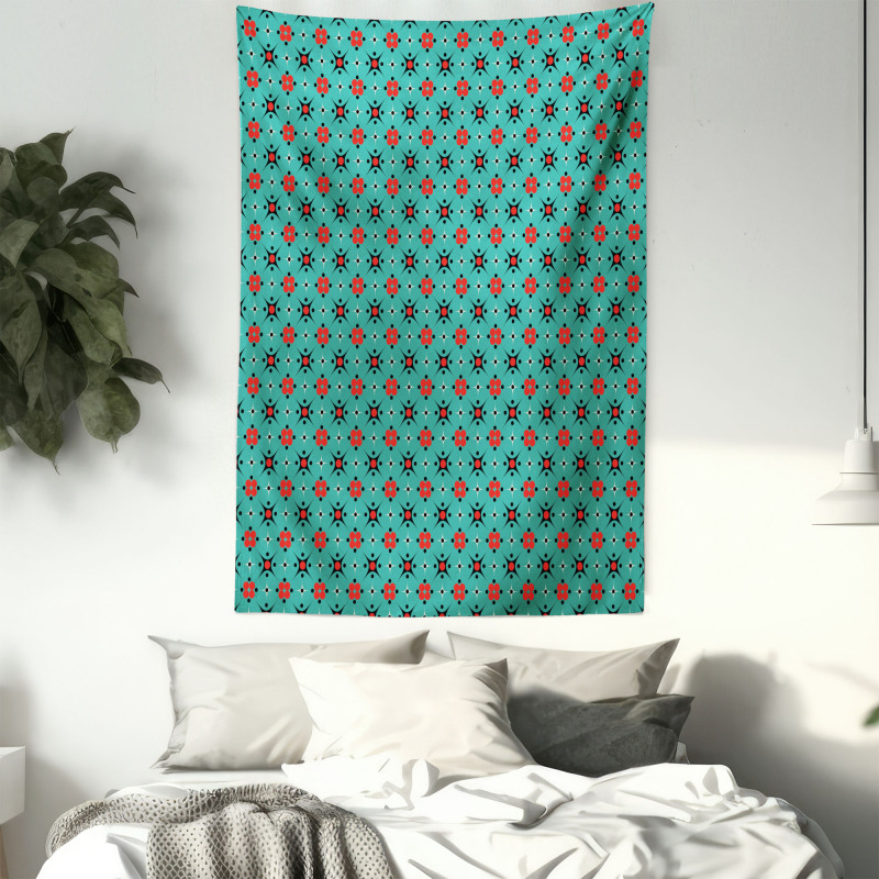 Geometric Retro Motifs Tapestry