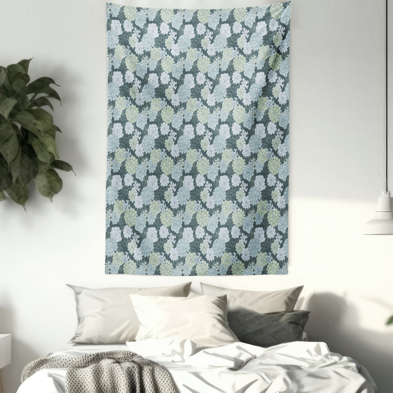 Green Cactus Flowers Tapestry