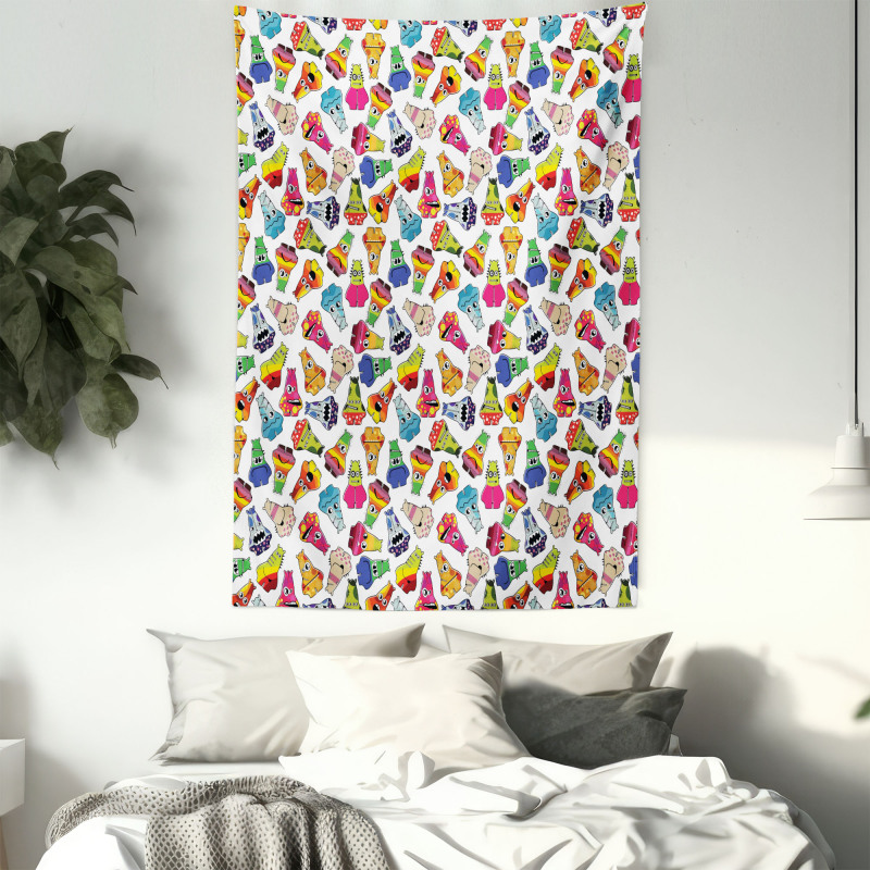 Playful Friendly Monsters Tapestry