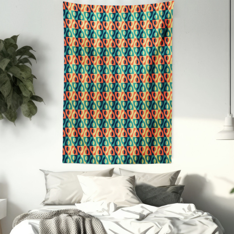 Grid Style Square Pattern Tapestry