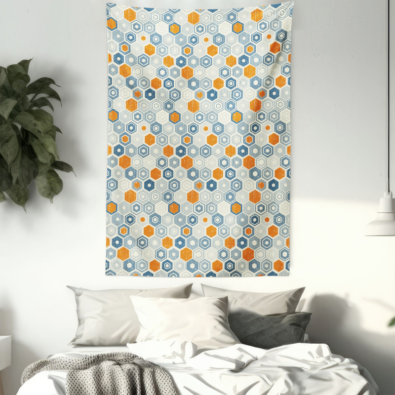 Bullseye Hexagon Motifs Tapestry