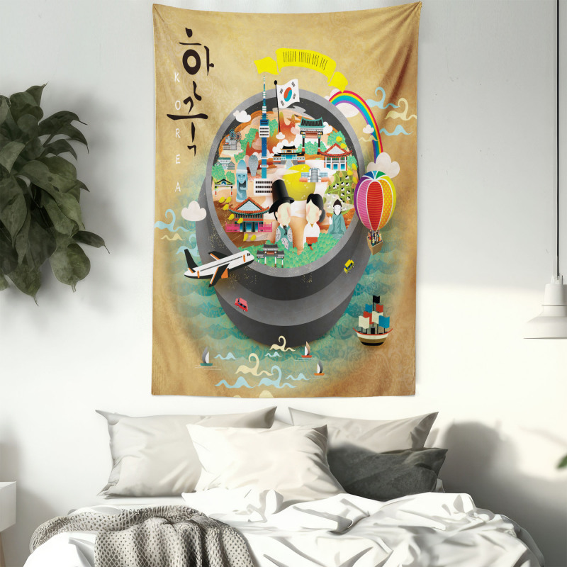 Cartoon Style Khimchi Pot Tapestry