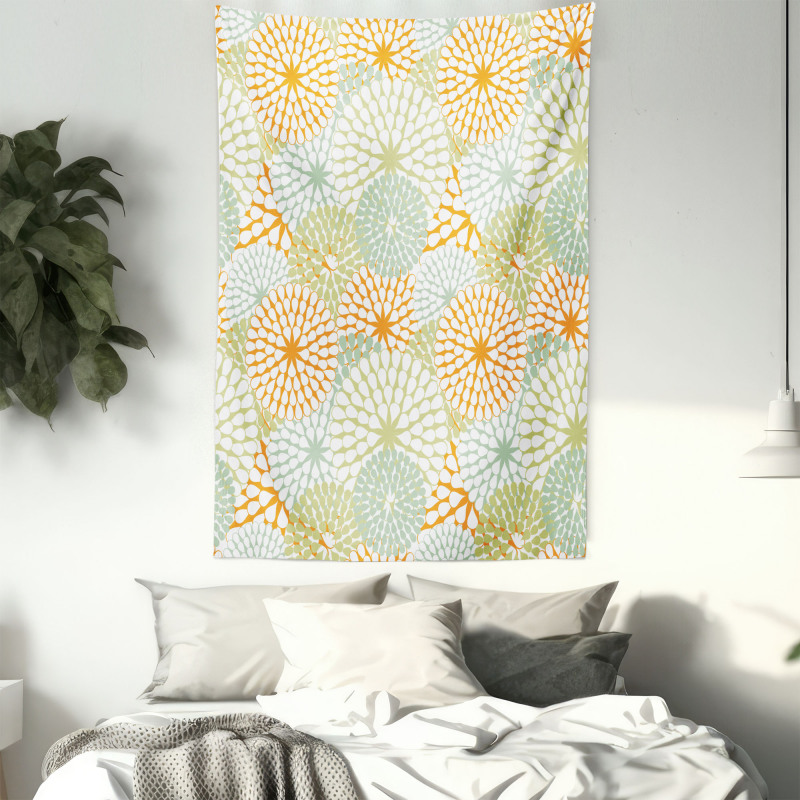 Abstract Retro Flowers Tapestry