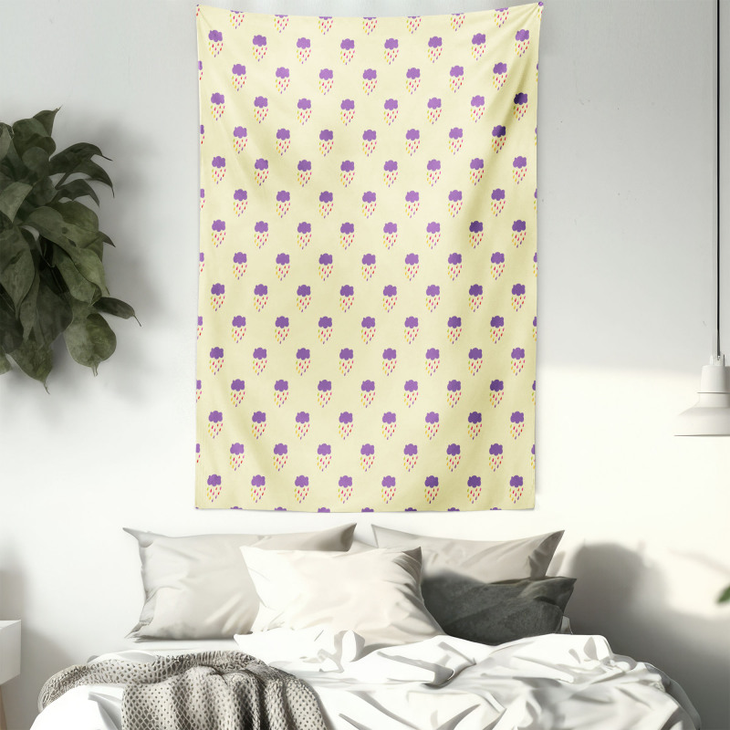 Colorful Raindrops Cloud Tapestry