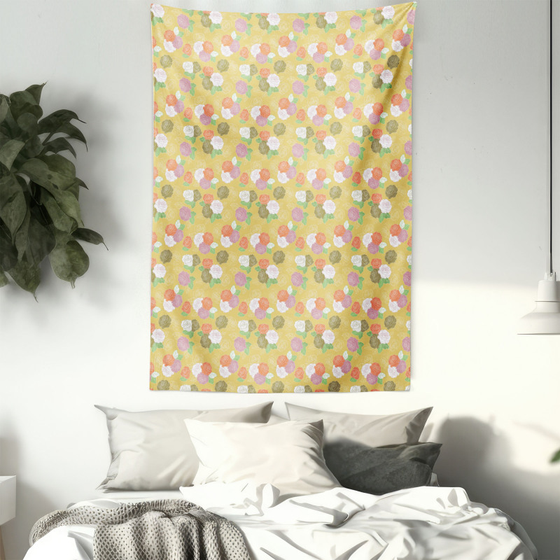 Colorful Rose Bloom Tapestry