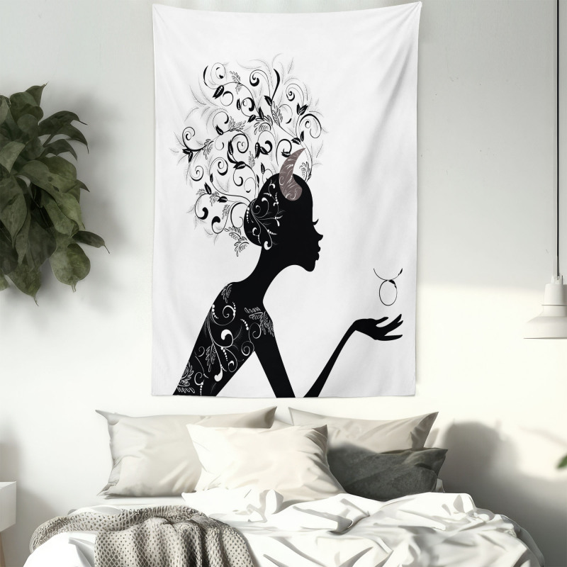 Floral Black Girl Tapestry