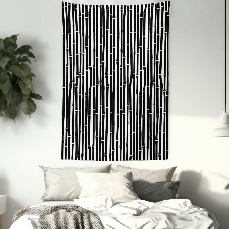 Black and White Stems Tapestry