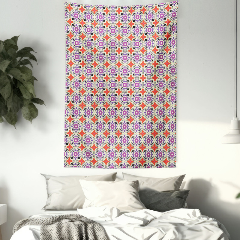 4 Petal Floral Motifs Tapestry