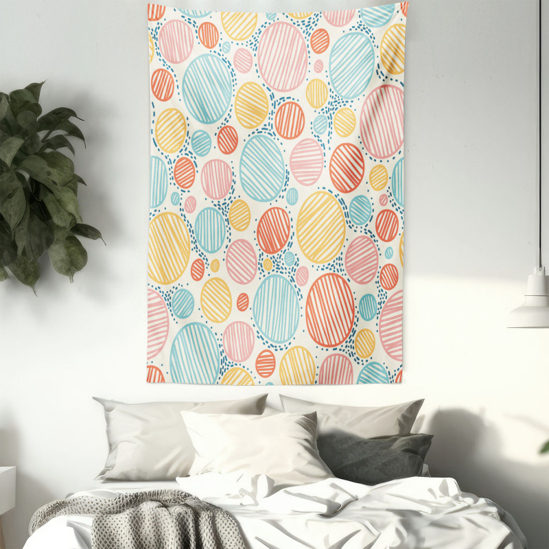 Striped Circles Pastel Tapestry