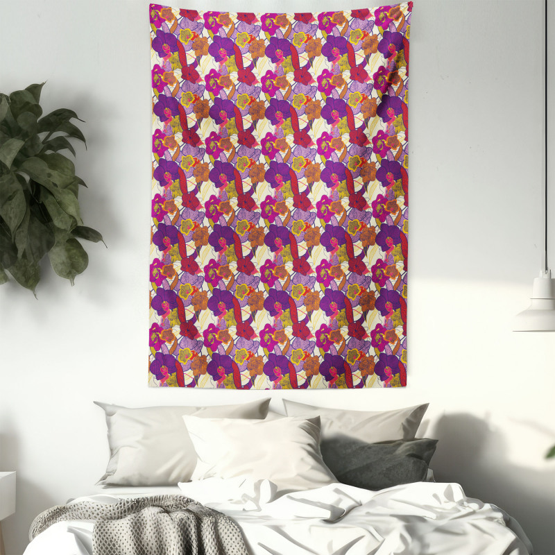 Vibrant Vintage Orchid Tapestry