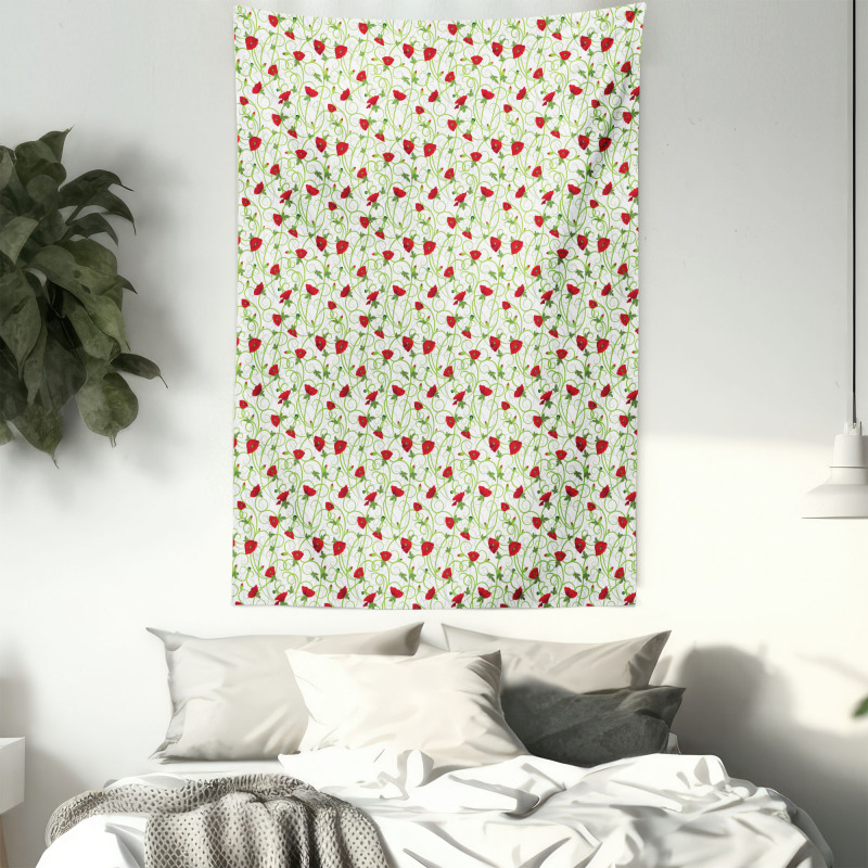 Twiggy Poppy Flowers Tapestry