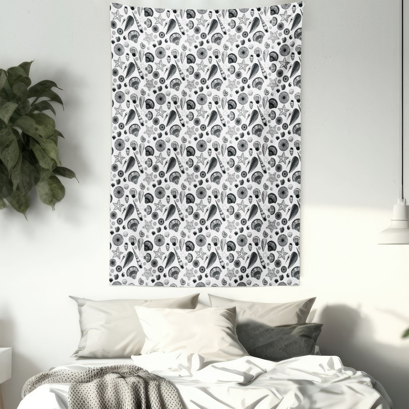 Black and White Clams Tapestry