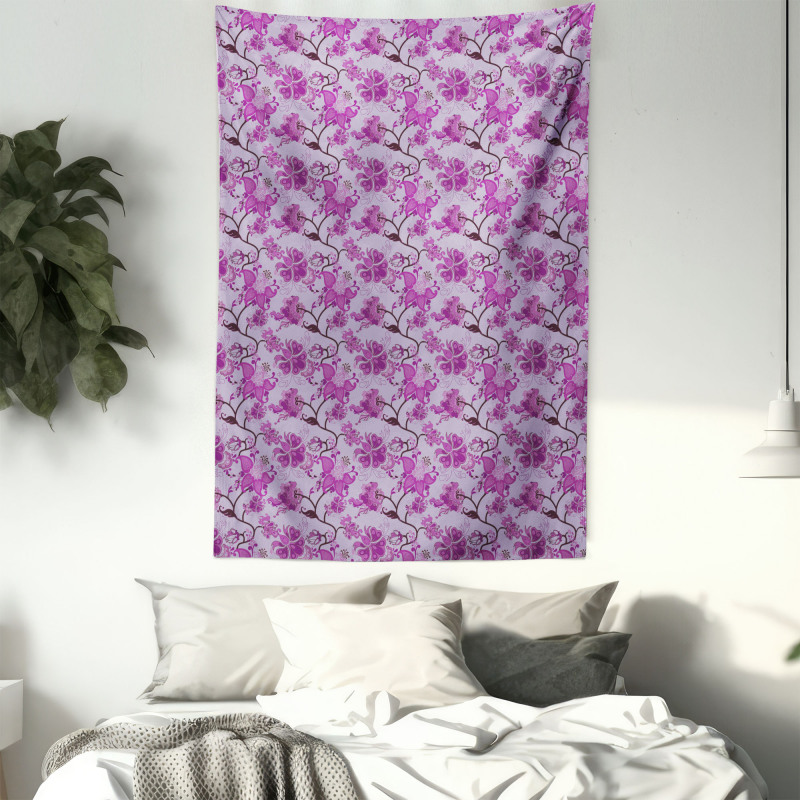 Chinese Hippie Blooms Tapestry