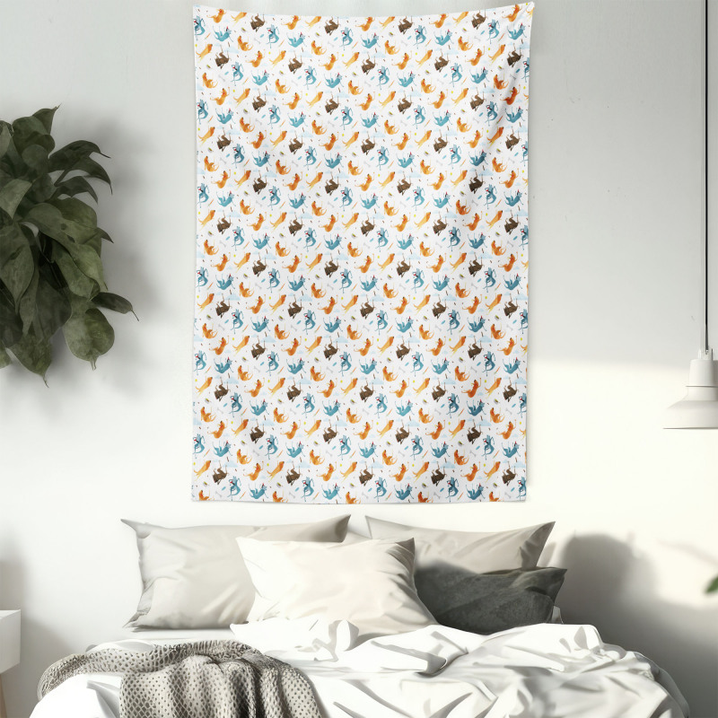 Hungry Funny Flying Dogs Tapestry