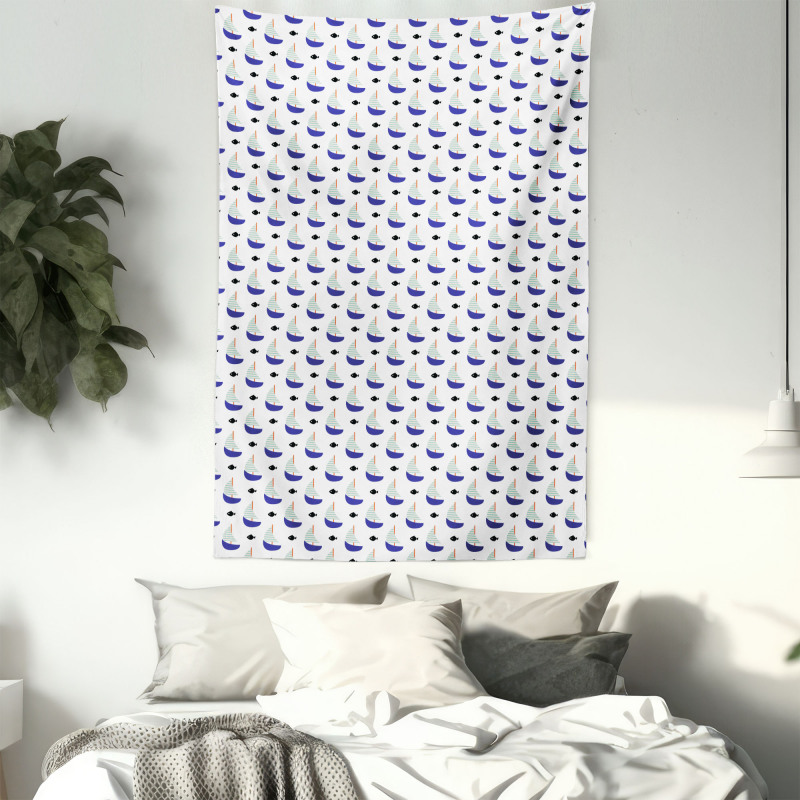 Minimalist Boat Design Tapestry