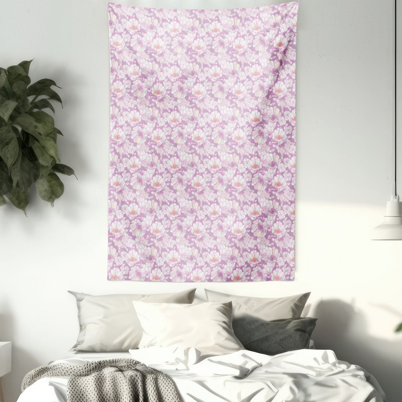 Pastel Flower Blooms Tapestry