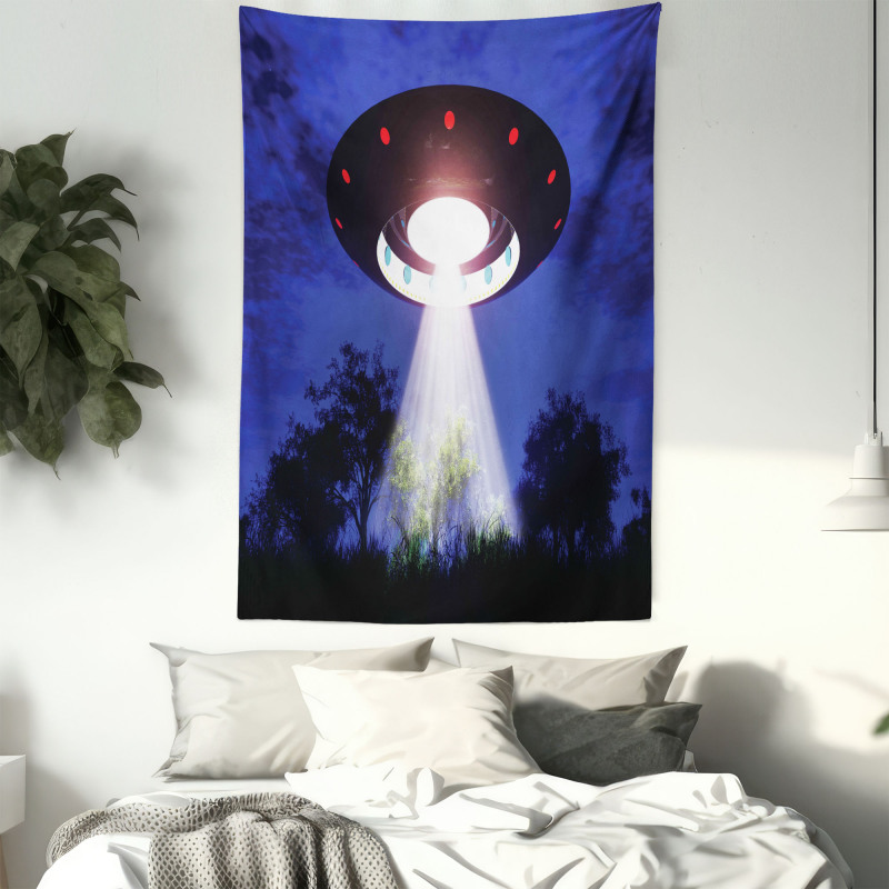 Night Scenery with Aliens Space Tapestry