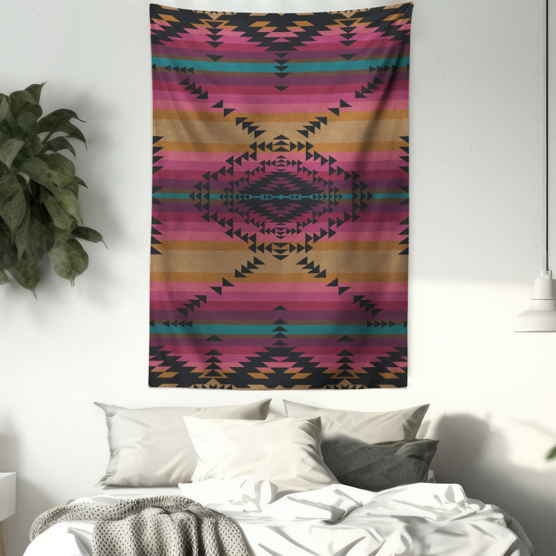 Colorful Stripes Triangles Tapestry