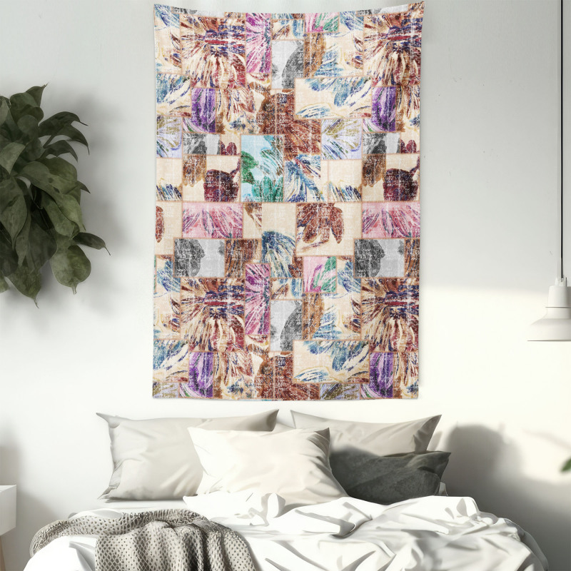 Grunge Abstract Floral Art Tapestry