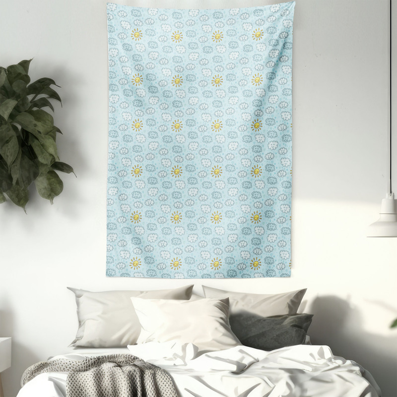 Clouds and Sun Print Tapestry
