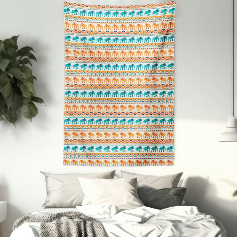 Elephants Triangles Tapestry