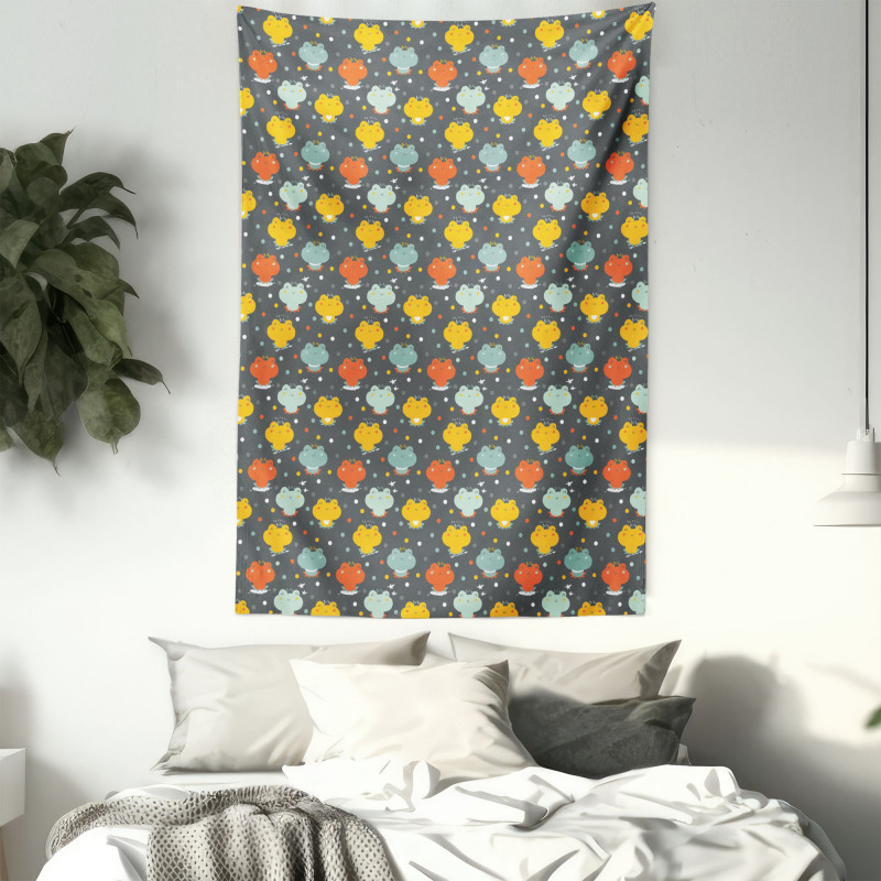 Cartoon Colorful Frogs Tapestry