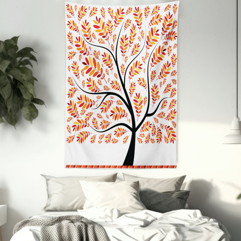 Tangerine Leaves Tree Tapestry